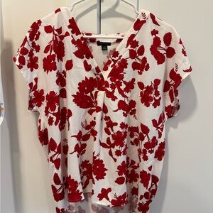Ann Taylor Red Floral Blouse